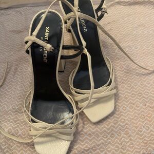Saint Laurent Cream Women's Crisscross Strap